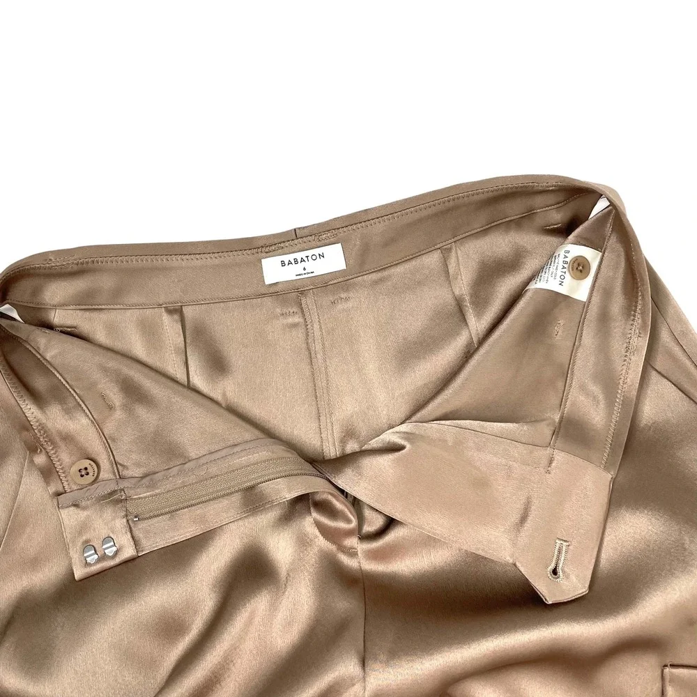 Aritzia Babaton Refined Satin‎ Cargo Pants Size 6 tan - Picture 4 of 10